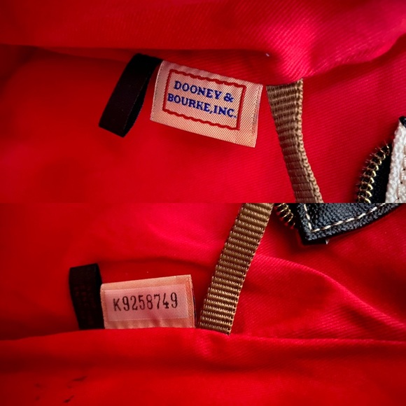 Dooney & Bourke giraffe print tote with red strap. - Picture 13 of 15